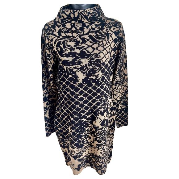 Whimsygoth Metallic‎ Knit Venus Dress Dark Baroque Floral Print Bodycon M - Picture 1 of 6
